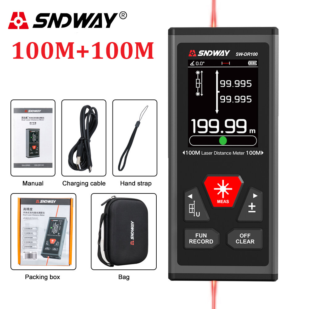 SNDWAY Dual Laser Distance Meter 120M 200M Bilateral Laser Rangefinder ...