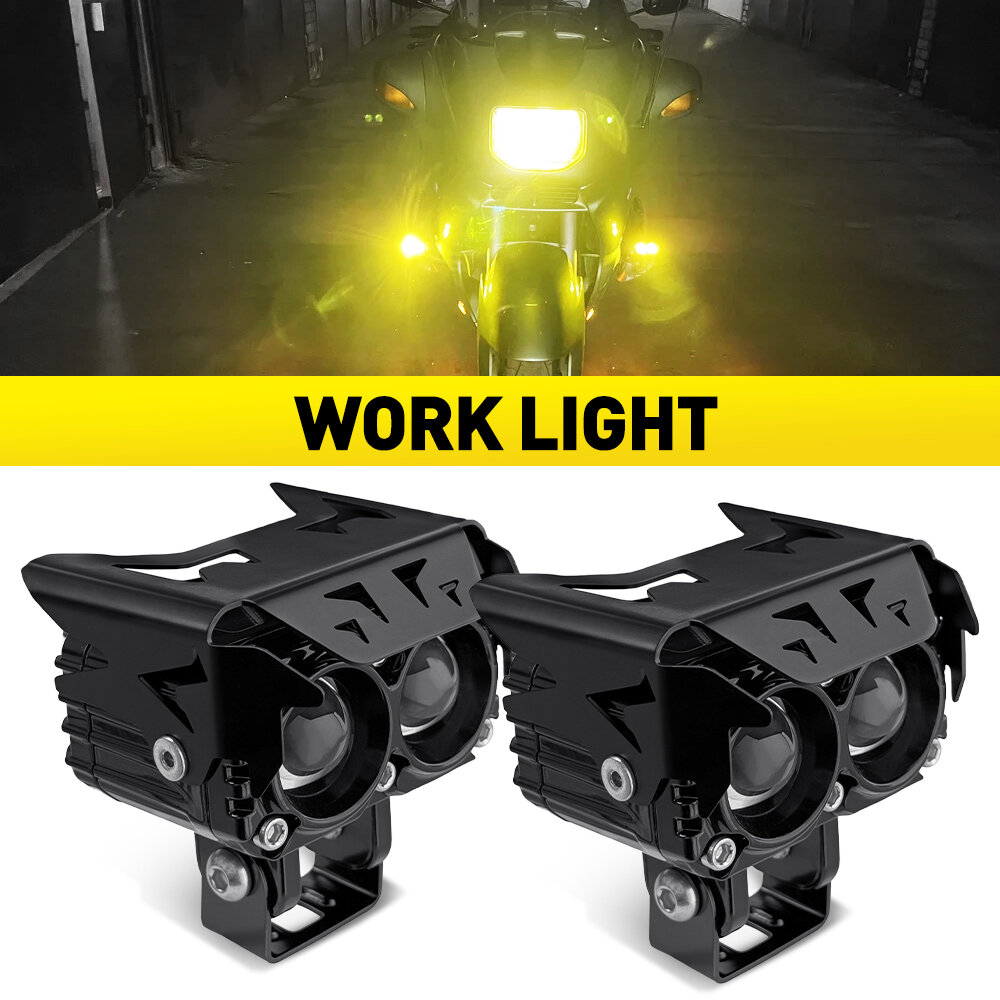 Auxito 2 cái Máng đèn LED tại chỗ đèn phá sương mù cho ATV Xe tải xe máy màu trắng và vàng hổ phách 12-24V