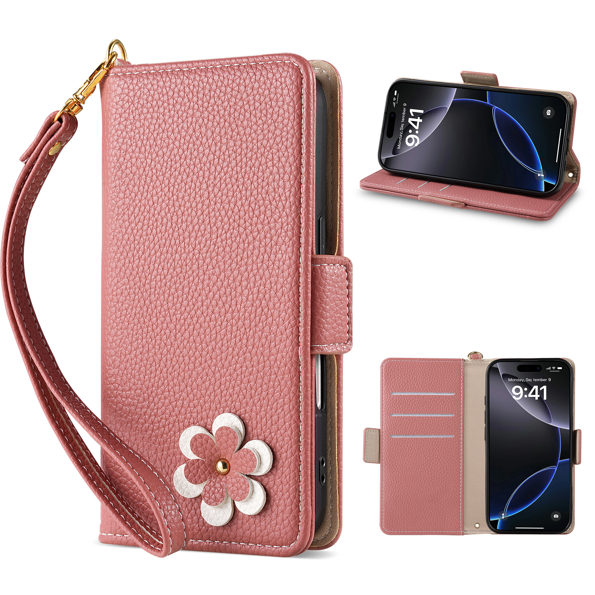 Niedliche 3d Hasen Blumen Handyhülle Mit Kartenfach Für Iphone_voghion.com