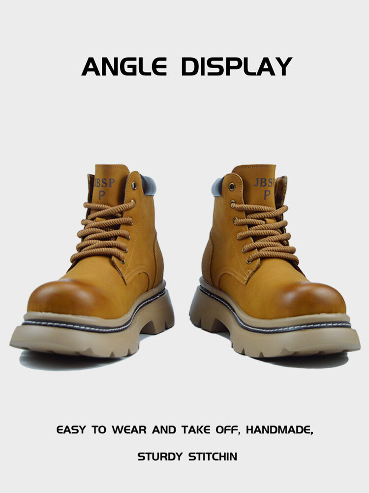 Retro British Style Thick Sole Elevating Boots Harga  224 Ringgit*Penghantaran Percuma