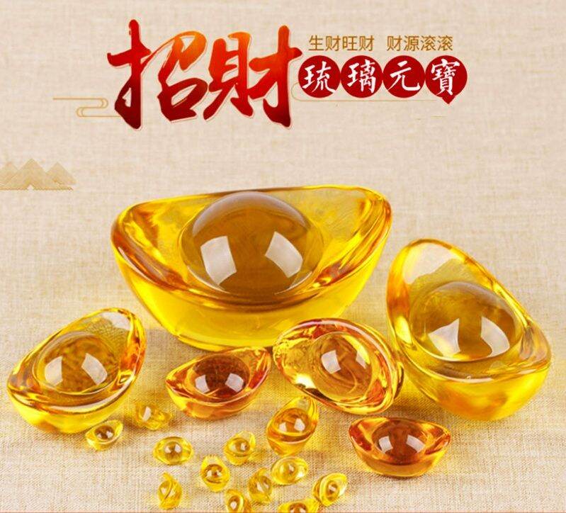 🔥Ready Stock🔥Golden Glaze Citrine Crystal Treasure Bowl Lucky Gold Decoration琉璃黄水晶招财进宝聚宝盆] 水晶黄元宝 黄金条 元宝招财摆件 风水旺财聚财 水晶小元宝 元寶聚寶盆