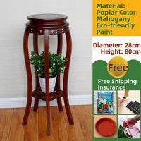JINBAIRUI | Creative Round Balcony Flower Pot Stool with Solid Wood Chinese Frame and Marble Base Multi-layer