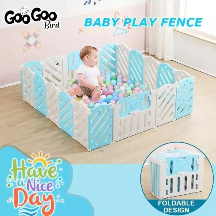 GooGoo Bird Little Bear Baby Fence Easy Foldable 7/12/14/16/18/20/22 Panels Kid Safety Gaming Fence Baby Play Yard Playpen