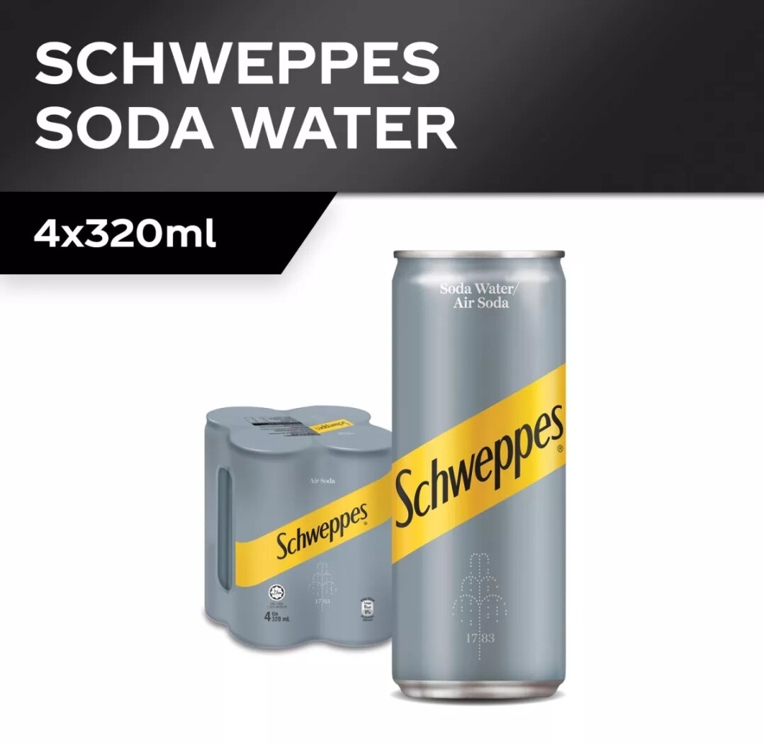 Schweppes Soda Water 苏打水 Air Soda 320ml x 4 can Lazada