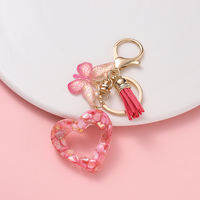 St.kunkka 1Pcs Resin Keychain Pink Butterfly Letter Keychain Tassel Keychain for DIY Gifts