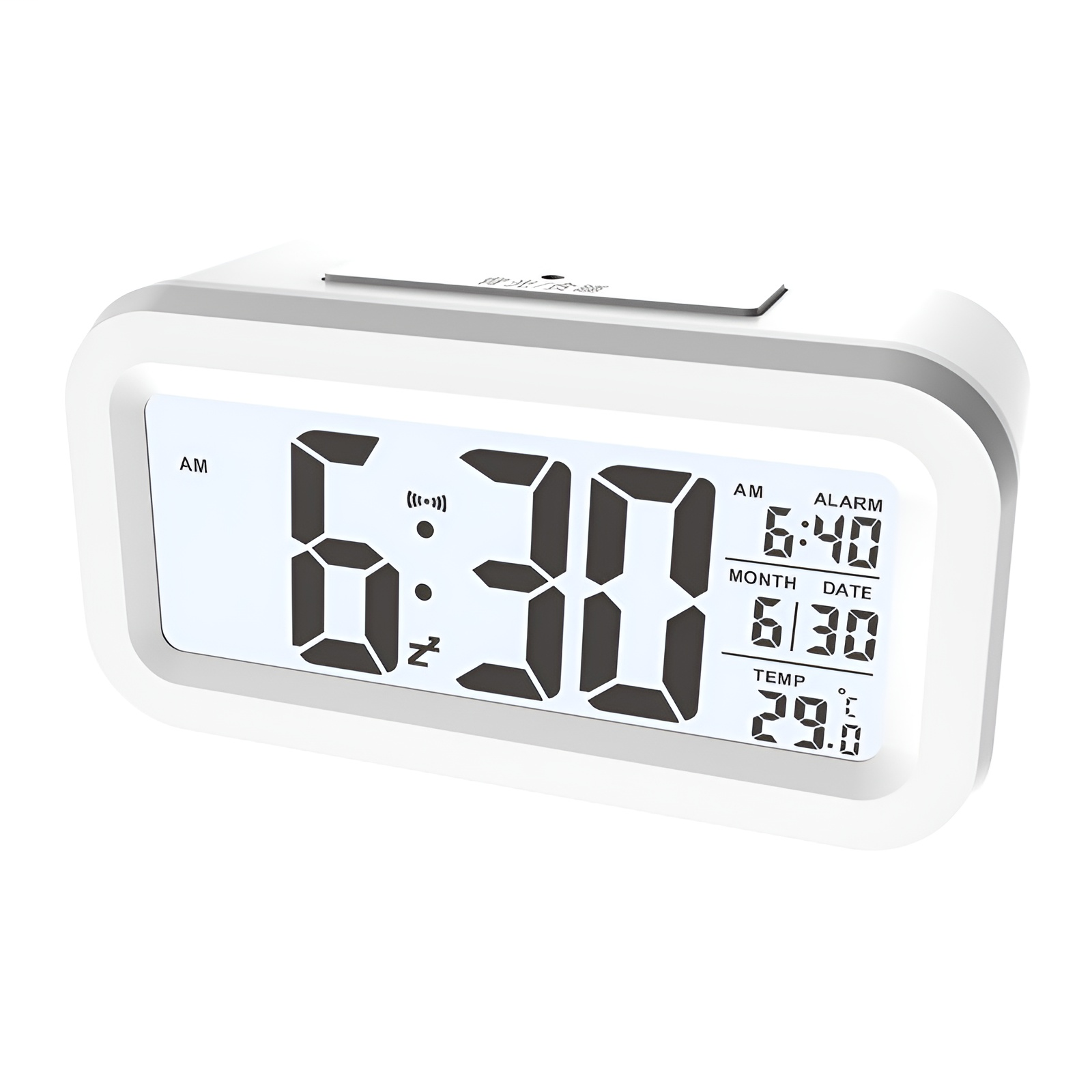 Multifunction LED Digital Alarm Clock with Adjustable Backlight & Snooze Displays Time Date Calendar & Indoor Temperature Compact Electronic Desktop Table Clock for Bedroom Dorm Office