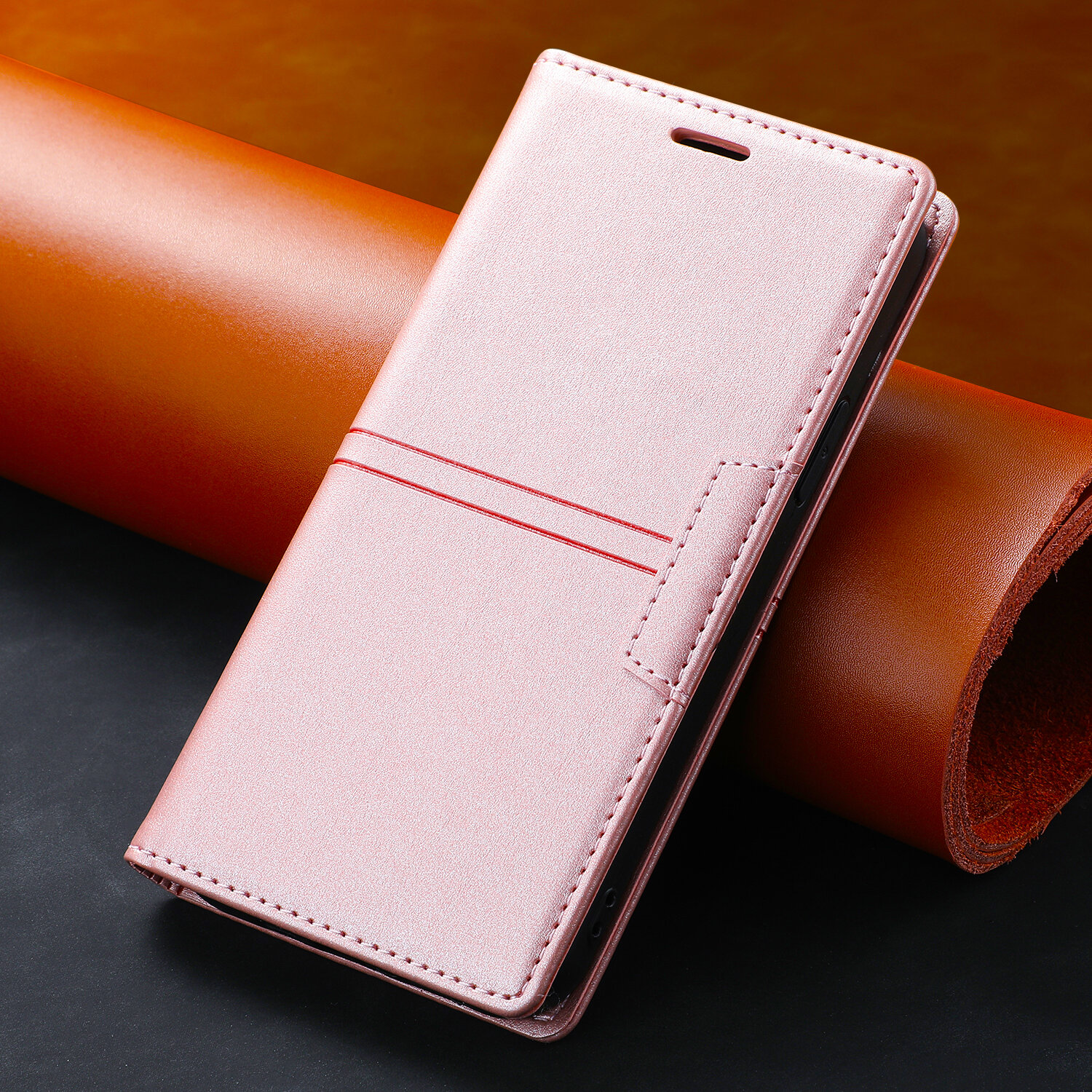 Leather Wallet Phone Case With Magnetic Card Holder For Iphone_voghion.com