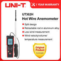 UNI-T Hot Wire Wind Anemometer UT362H Wind Speed Meter 0~30m/s Split Design Retractable rod in aluminum alloy Wind Meter Wind Flow Velocity Temperature Measurement Data Storage