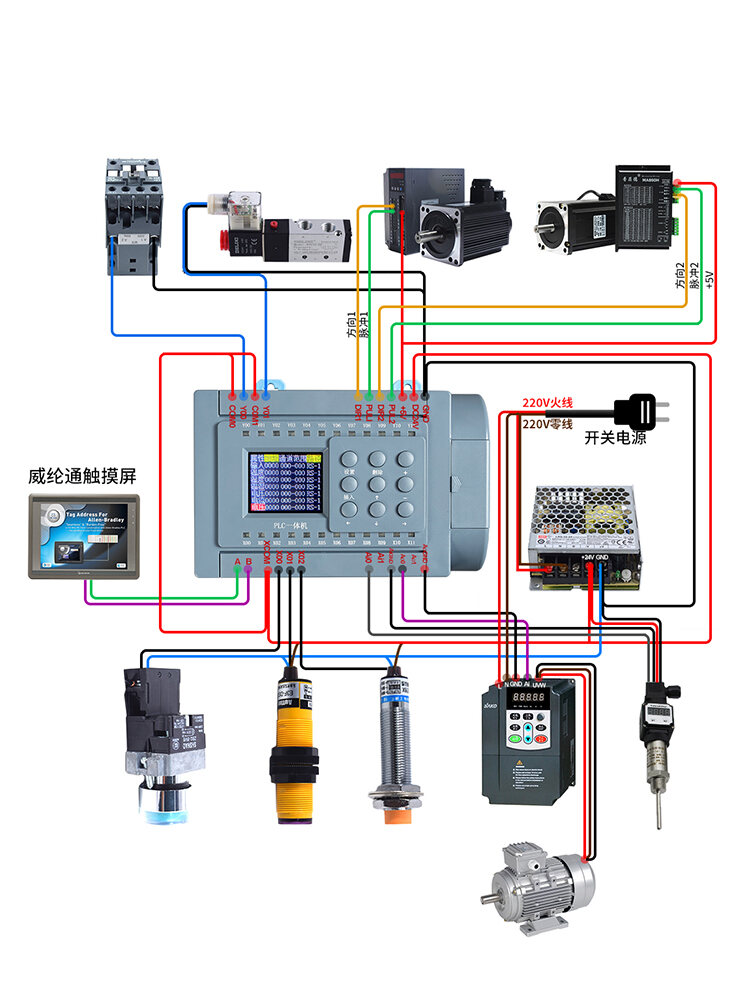 Huaqingjun Simple PLC Controller 8-Way Transistor 485 Communication Read Analog Input Output Temperature Cycle Timing. 
