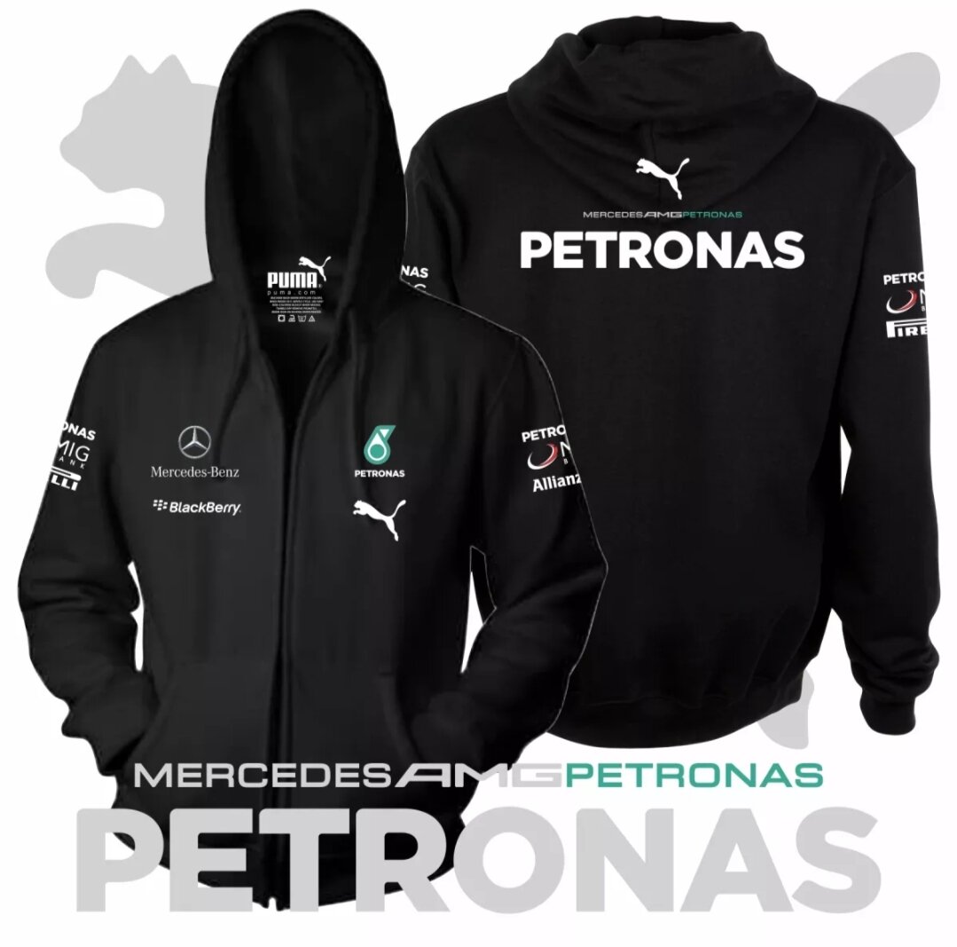 Zipper Hoodie Jackaet Sulam -Embroidery Mercedes Baju logo Sulam