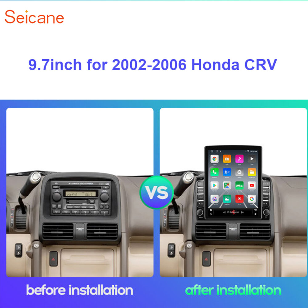 Seicane 9.7 Inch QLED Tesla Style Android 15.0 Car GPS Multimedia Player Radio for 2002-2006 Honda CRV 8-Core DSP Head Unit Support SWC Netflix PlayStore YouTube ราคา 10,500 บาท*ส่งฟรี