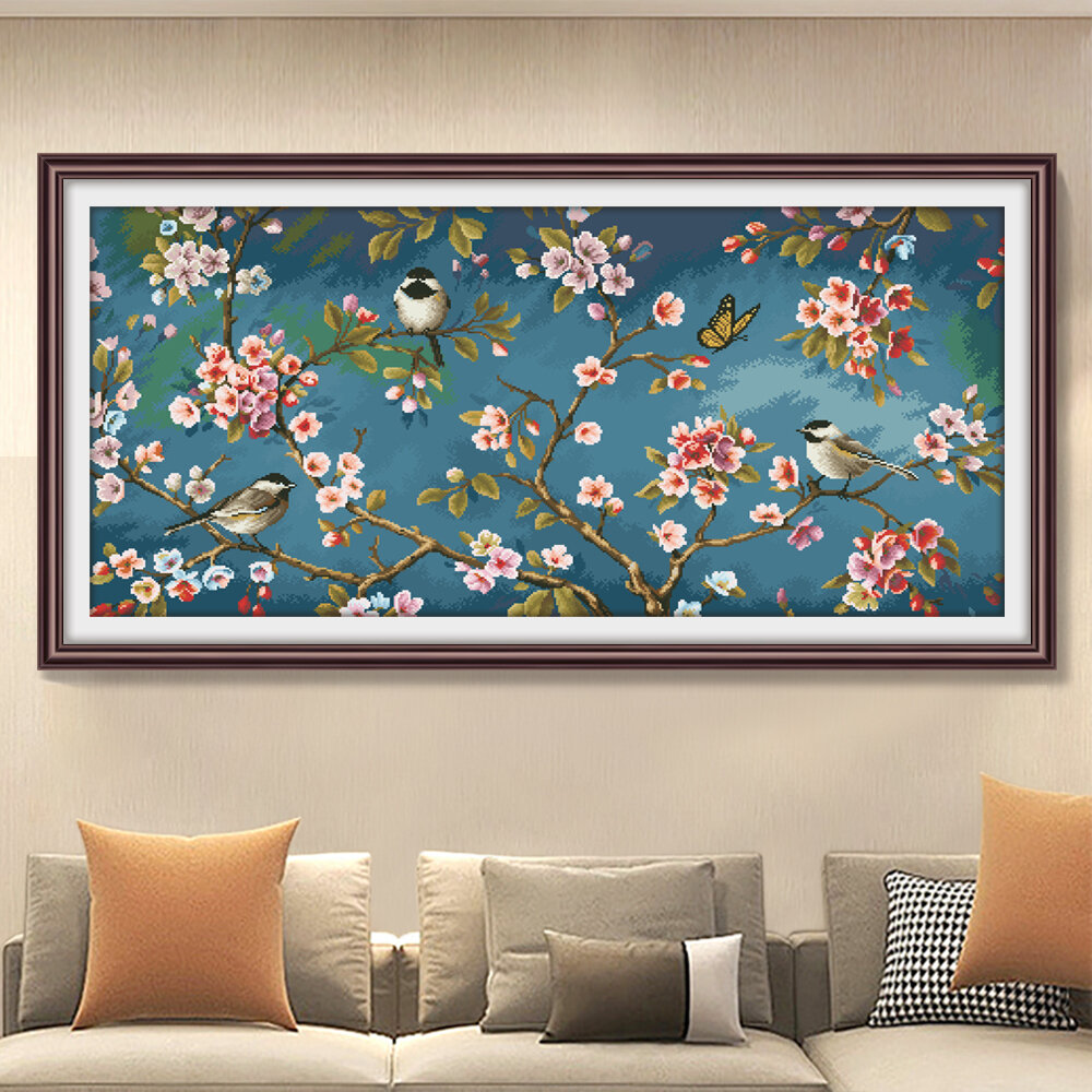 QIANHONGXIU | Traditional Chinese Flower and Bird Cross Stitch Wall Decor