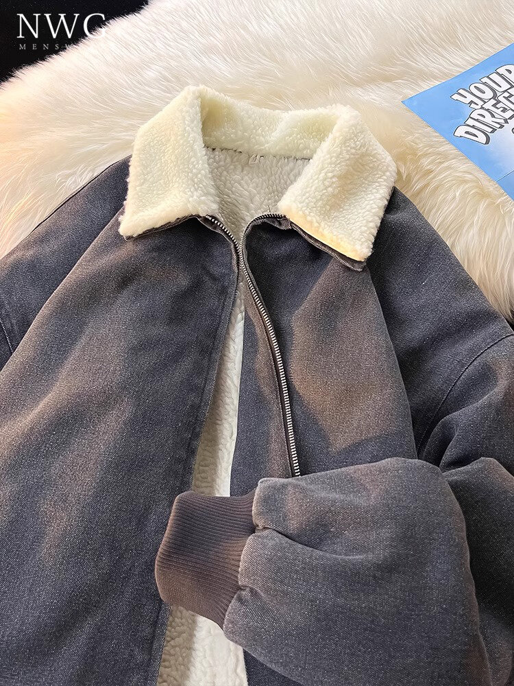 NWG | Men's Winter New Wool Fleece Collar Coat Warm Retro Loose Casual Cotton Coat Harga  265 Ringgit*Penghantaran Percuma