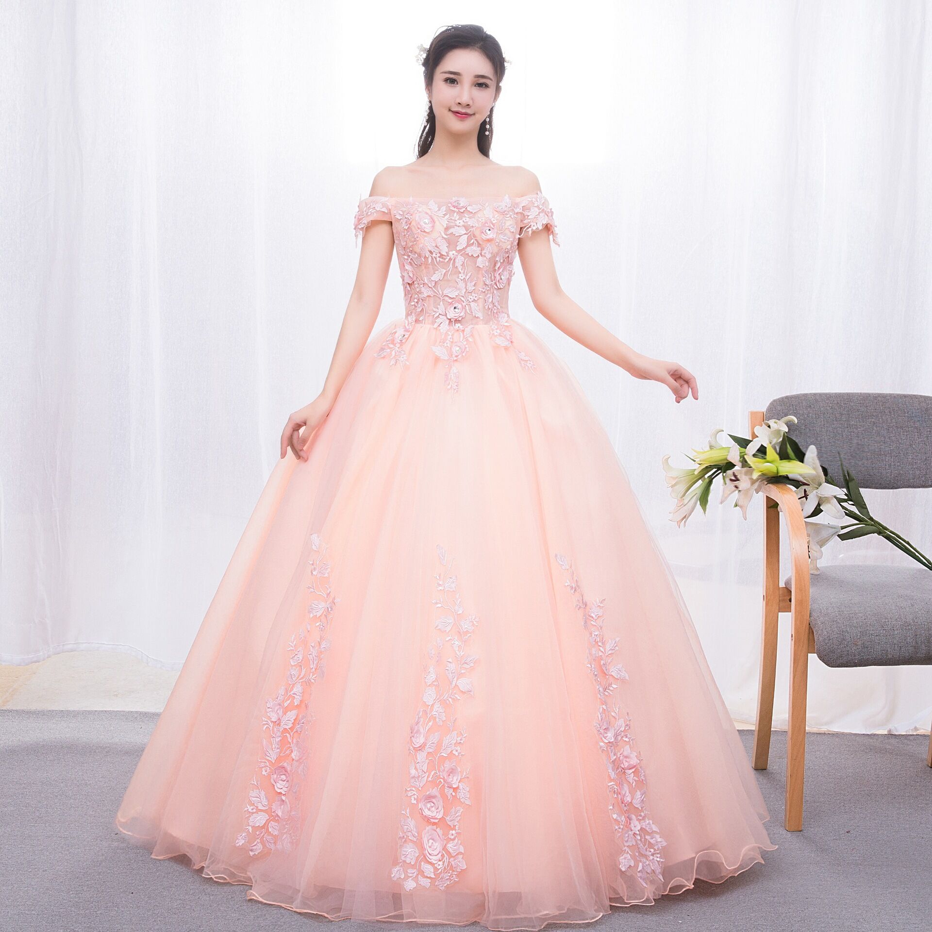 short pink homecoming dress Short Prom Dresses Ruffles Off The Shoulder – Lisposa