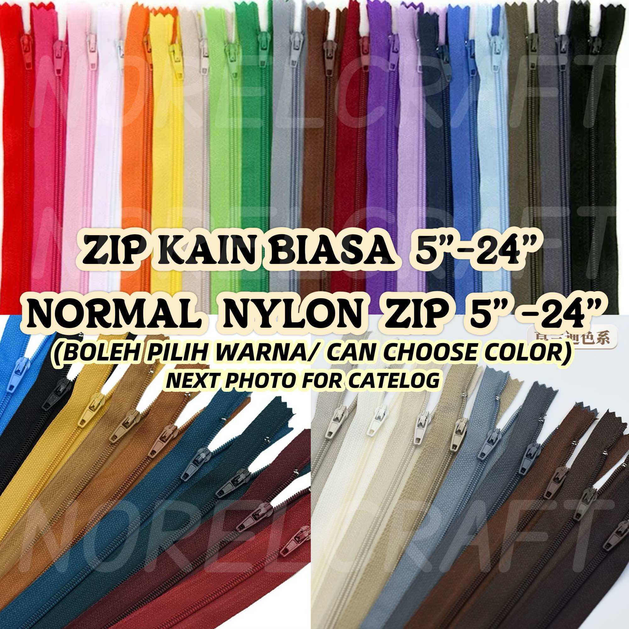 [12PCS/1DOZ] 6 - 24 ZIP KAIN BIASA/ ZIP NORMAL /ZIP KAIN/ZIP BIASA/NO BRAND/NORMAL ZIPPER/ NORMAL ZIP/NO BRAND ZIP [ READYSTOCK ]