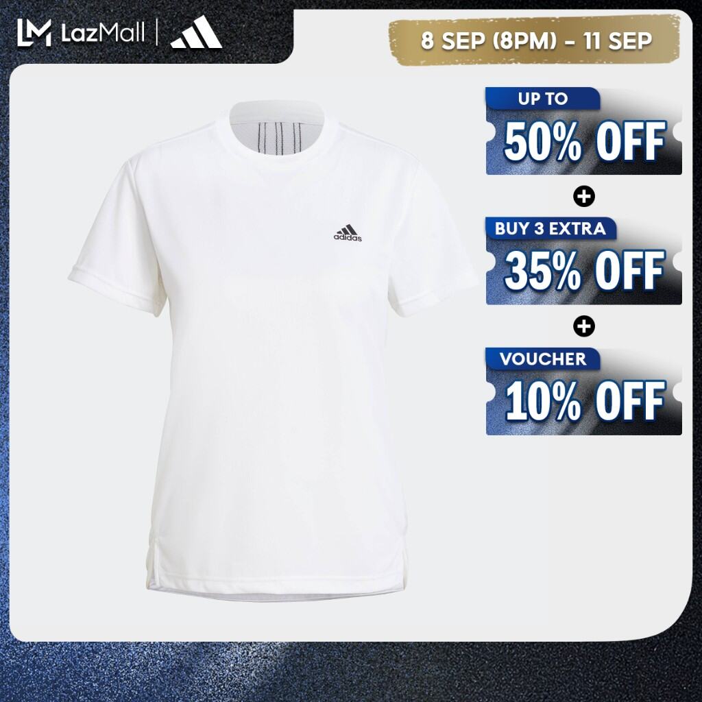 adidas  Training AEROREADY Designed 2 Move 3-Stripes Sport Tee Women White GL3812