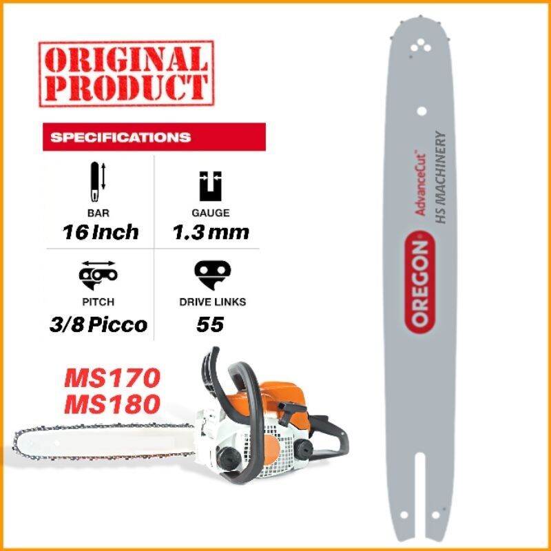 OREGON 14" 16" Guide Bar for STIHL MS170 MS180 ( 14" 16" Papan Chainsaw ...