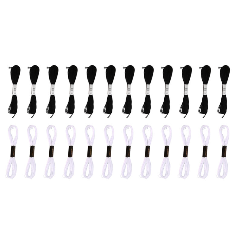 12/24/36PCS Cross Stitch Embroidery Thread For DIY Homemade Craft Sewing Accessories Black/White Embroidery Floss