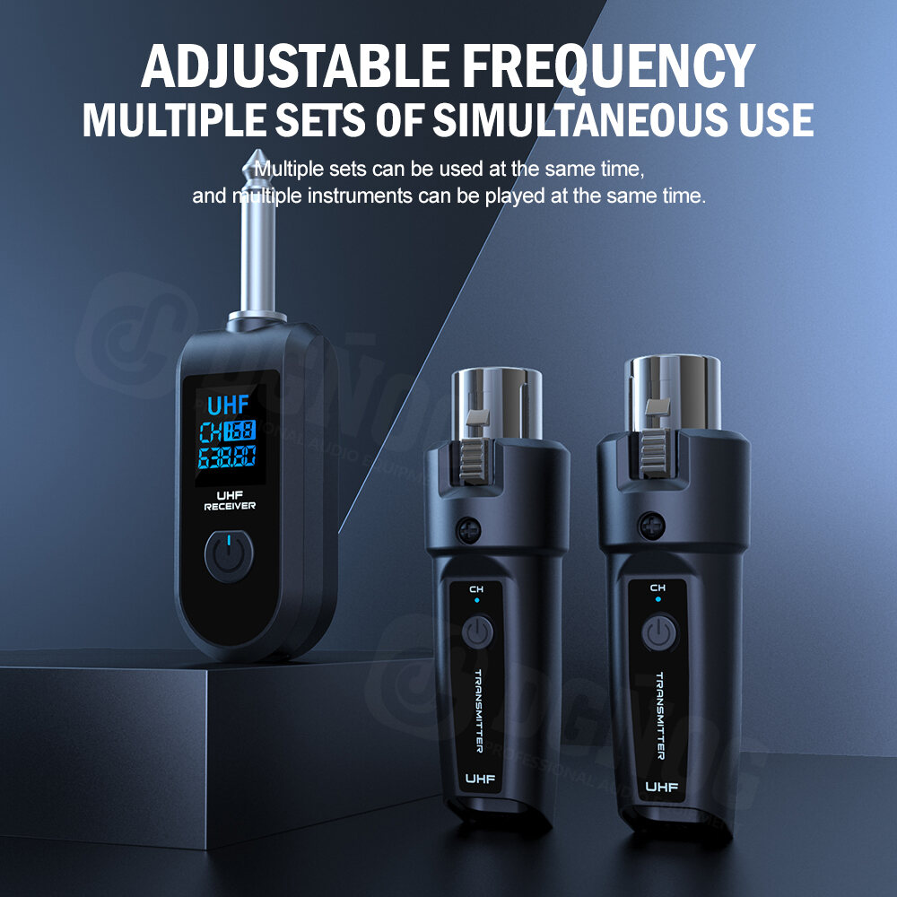 Wireless Microphone Transmitter Receiver System UHF XLR Adapter System for Dynamic Microphone Guitar Audio Mixer PA System DGNOG. 