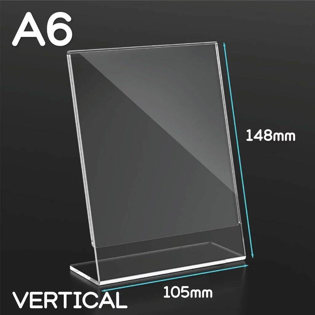 A4 & A5 &A6 Acrylic L-shape Display Stand - Portrait (For QR code scan ...
