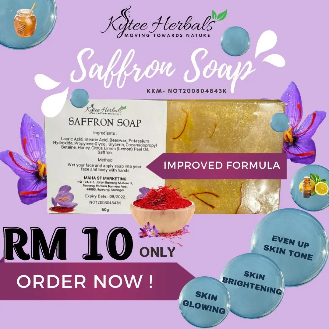saffron soap/Kytee Herbal/👉 Saffron soap 🥰ingredients 👉Natural Honey,Saffron, Lemon essential oil 😍👍 BRIGHTENING 😍👍GLOWING 😍👍EVEN UP SKIN TONE