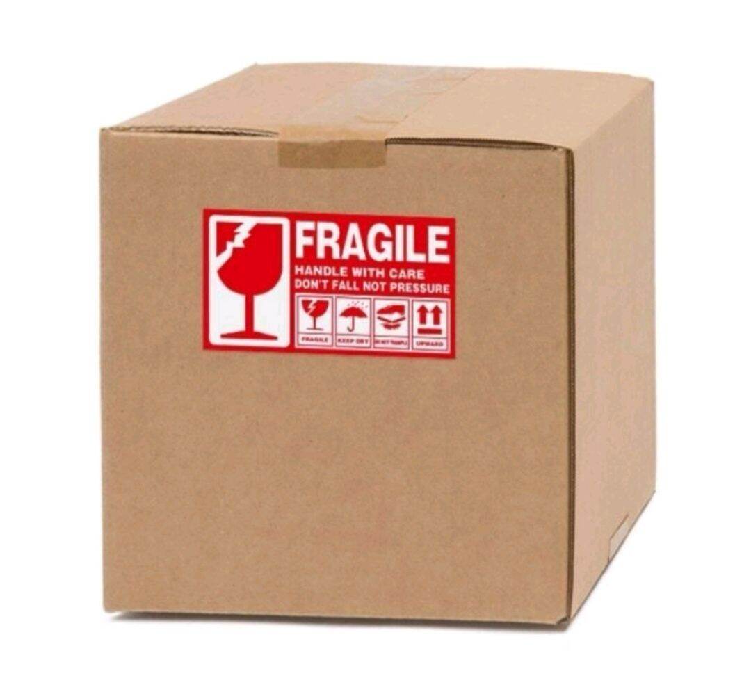 100pcs of Warning Label FRAGILE Sticker Fragile Label suits for DHL Poslaju J&T LEX GDEX Skynet Pgeon 9cm. 