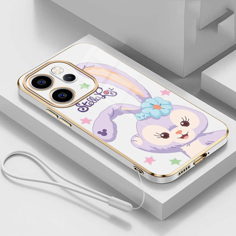 Funda TPU Para OPPO Reno 14F/14FS 5G/4G - Delgada, Antigolpes, Bordes Elevados, Color Rosado Con Borde Dorado