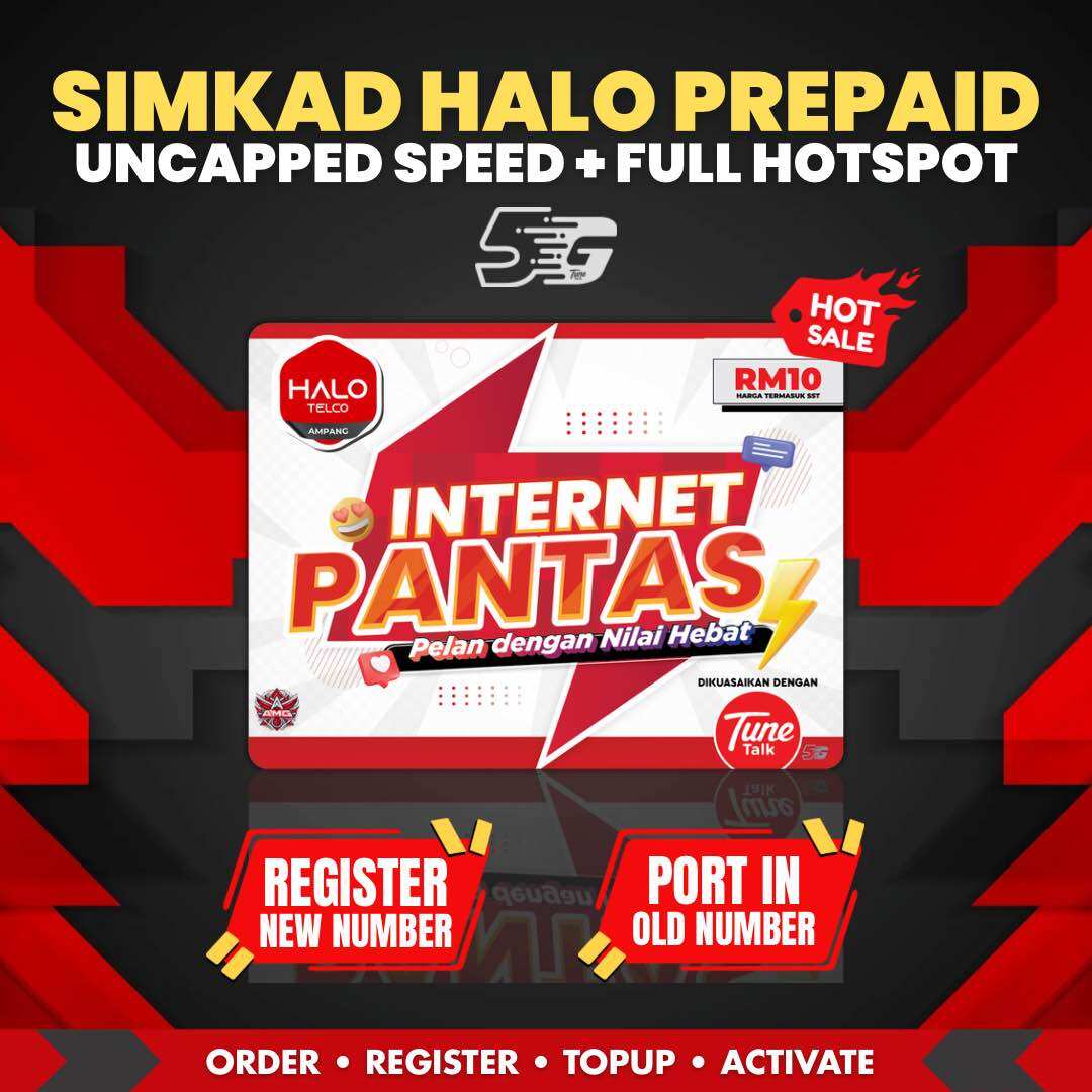 PROMO KHAS SIMKAD HALO TELCO TUNE TALK 5G 4G UNLIMITED CALL UNLIMITED HOTSPOT UNLIMITED SPEED