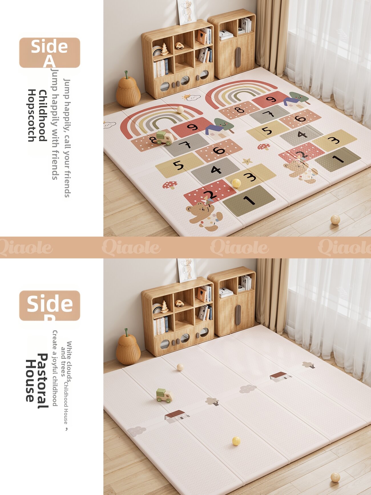 QIAOLEXIONG | Foldable Non-toxic Thick Baby Crawl Mat