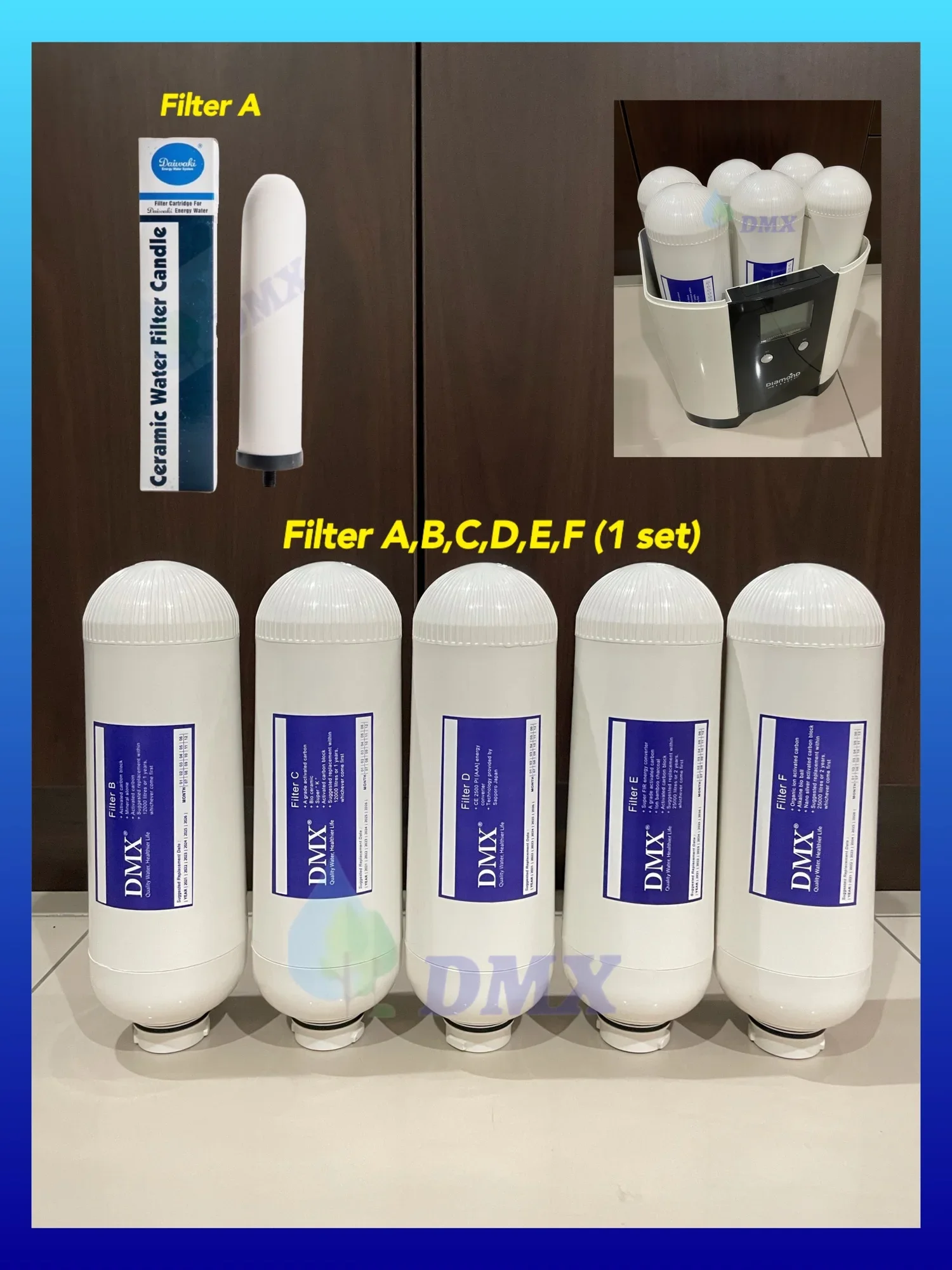 DMX Diamond Classic N3000 Water Filter Cartridges Set -OEM (Filter A,B,C,D,E,F)