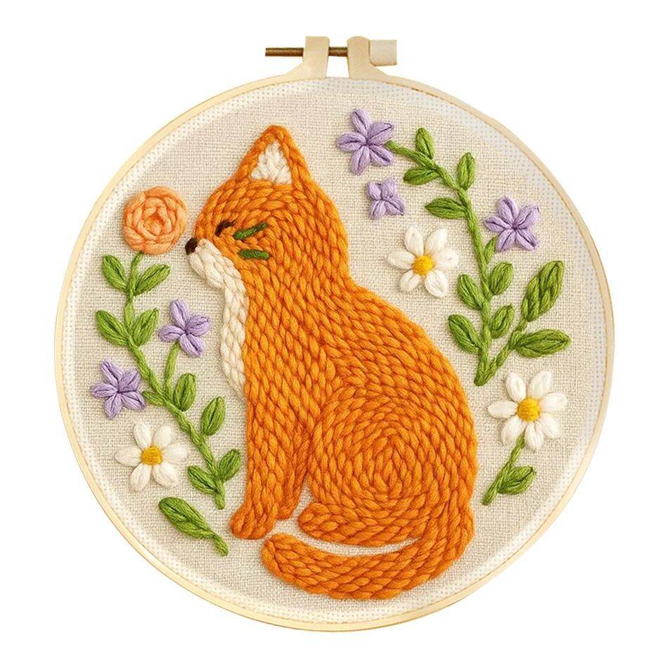 SDOYUNO Punch Needle Interior Embroidery Starter Kit Animal Embroidery Punch Needle Kit Wall Art Art Kits For Adults