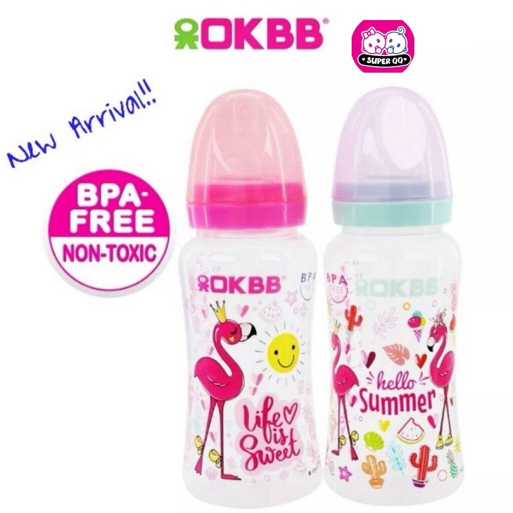 OKBB Twin Pack Baby Feeding Bottle Standard Neck Teats Feeding Essentials 9  Oz (270ml) B231P