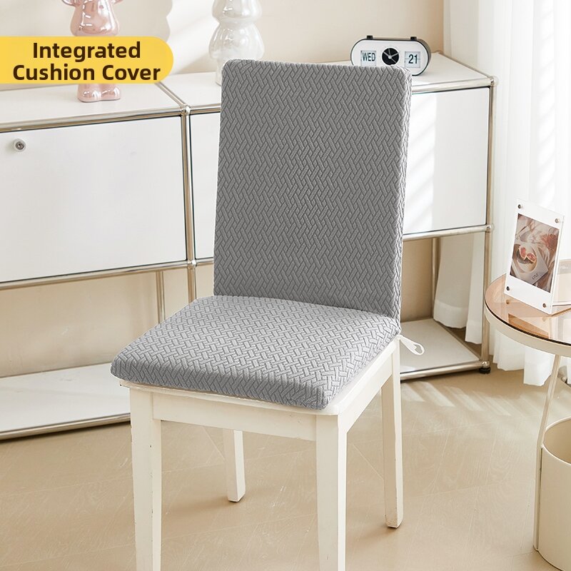 Home Elastic Thick Full-Back Solid Color Universal Dining Chair Cover