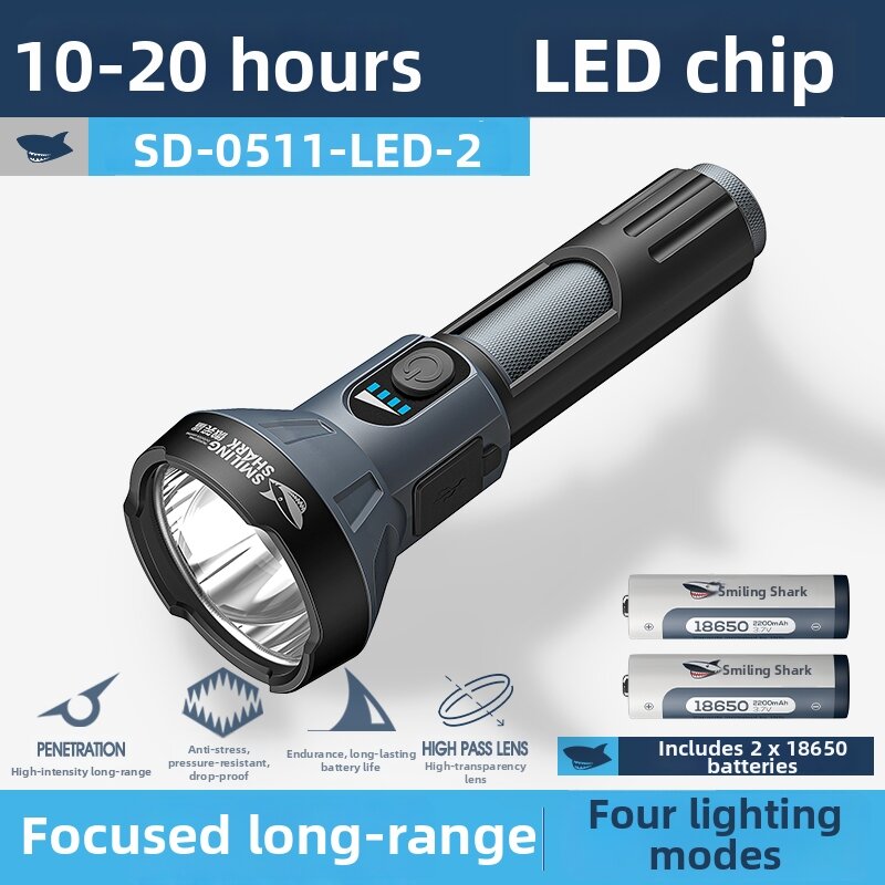 SMILING SHARK | Rechargeable Focus Beam Flashlight