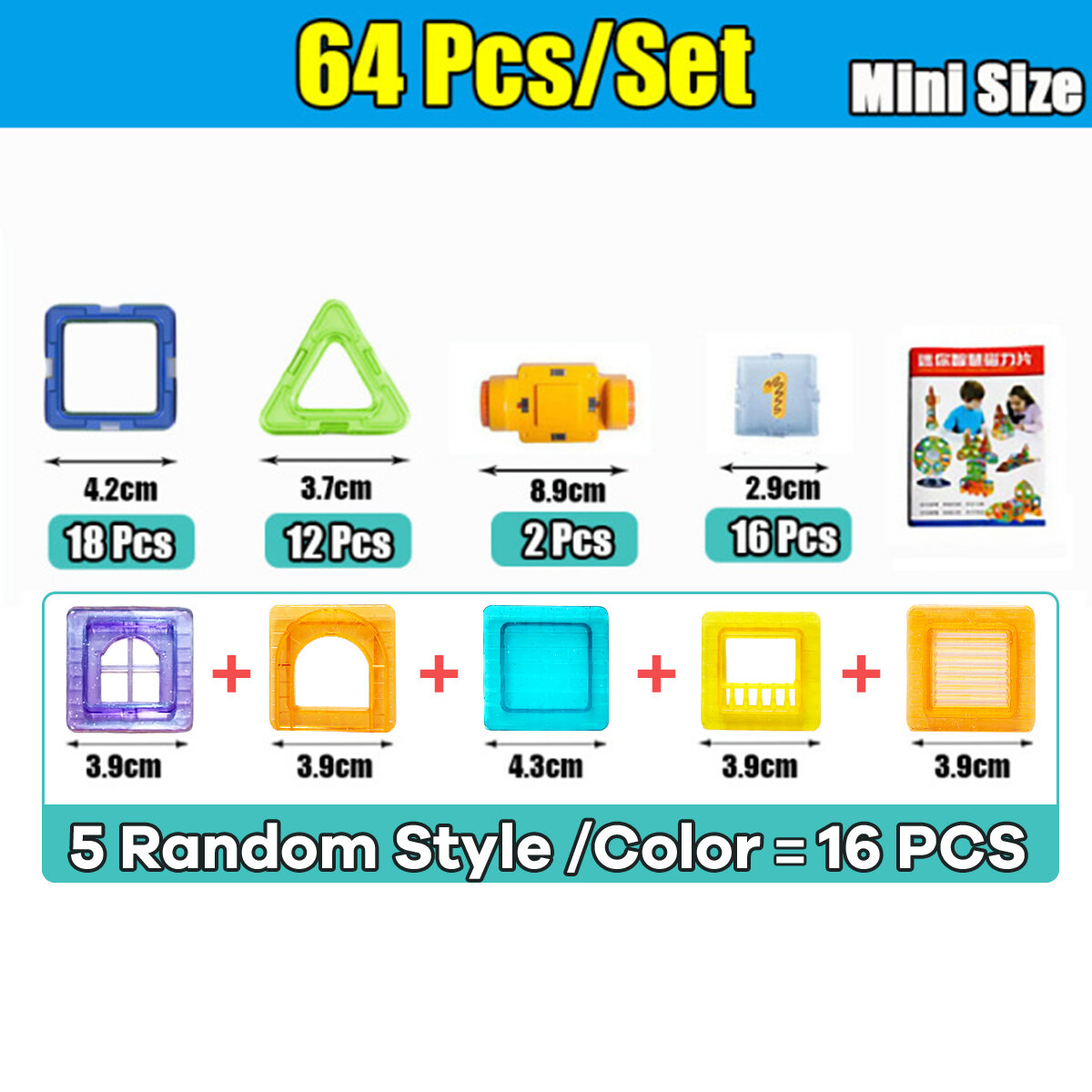 64-184Pcs Kids Magnetic Building Blocks Mini Size Magnet Toys for Boys ...