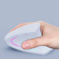 (Local Seller) KEBETEME Vertical Mouse Ergonomic Mouse Dual Mode Wireless Mouse 2.4G Bluetooth Mice RGB 1600 DPI Silent Mouse for PC Laptop Desktop