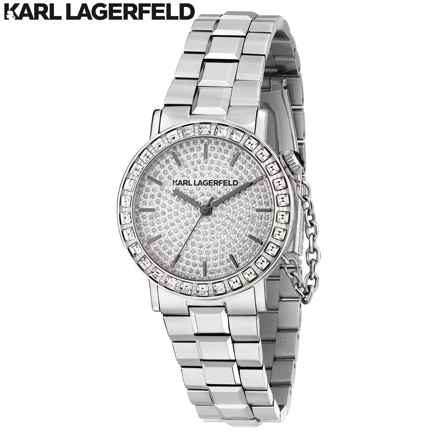 KARL LAGERFELD 33mm Women's Silver CRYSTALS Quartz Watch Stainless Steel Bracelet R0553100506 ราคา 13,641 บาท*ส่งฟรี