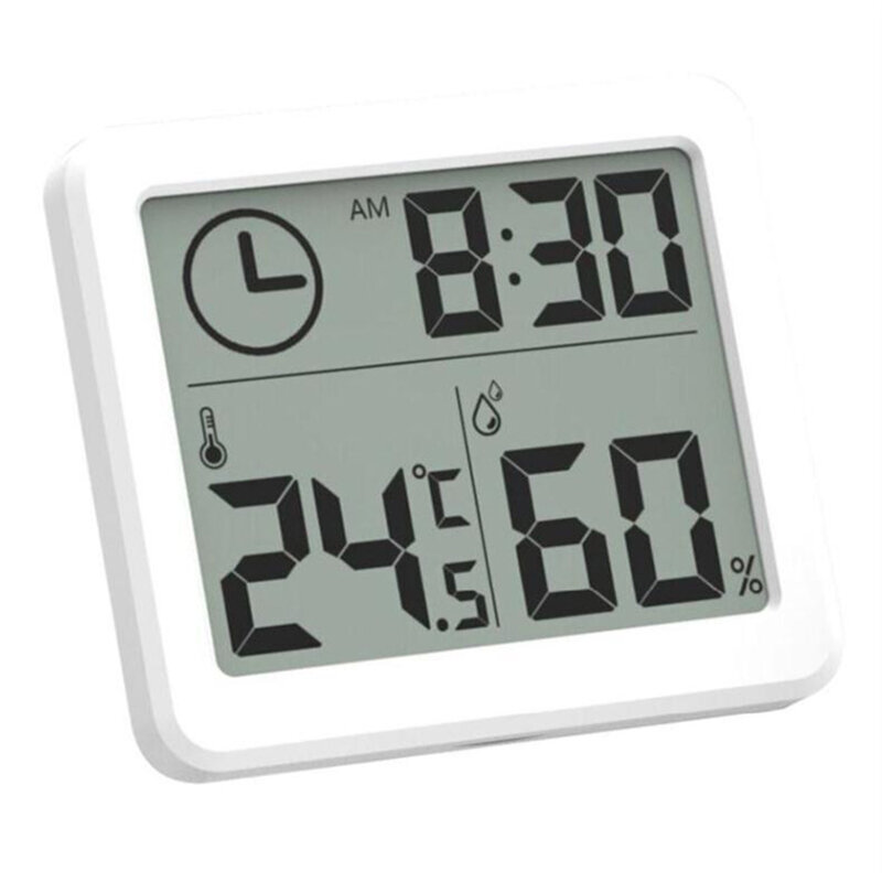 Digital Desk Wall Clock with Temperature Humidity Large Display Battery Operated Clock for Home Kitchen Office Desk Decorations