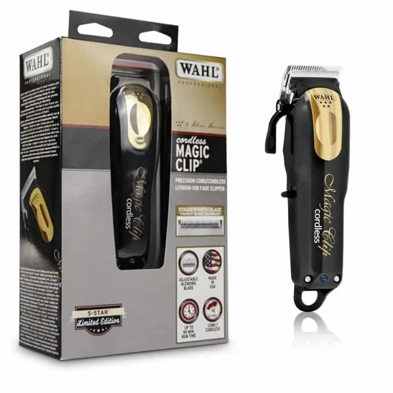 Wahl Cordless Black Gold Magic Clip Clipper 5 Star Series Limited Edition Original Haircut Wireless WA8148