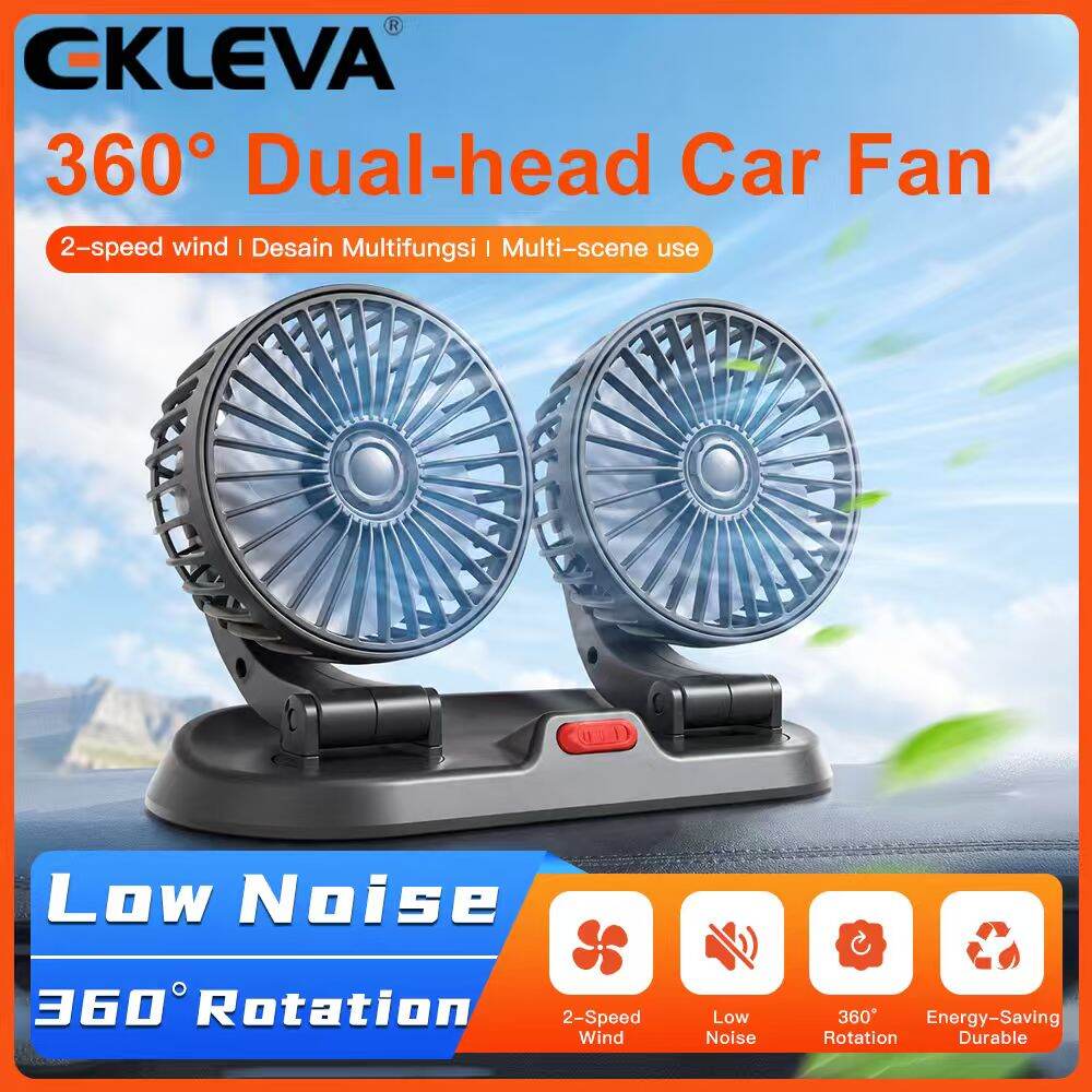 EKLEVA Car Fan 12V General Small Electric Fan Large Truck Double Head Shaking Head USB Fan 360 Degree Rotatable Air Circulator Giá 372,540 Đồng*Miễn phí vận chuyển