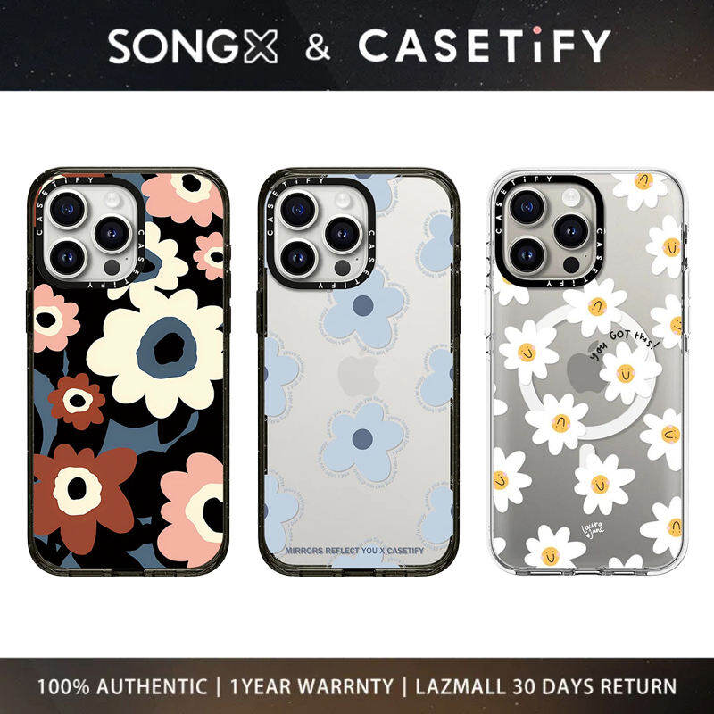 SONGX Casetify Acrylic Phone Case Co Branded Smiling Daisy Flower Case With Magsafe For iPhone 17 16 15 14 13 12 Pro Max/ iPhone 17 16 15 14 13 12 Pro/ iPhone 17 16 15 14 13 12
