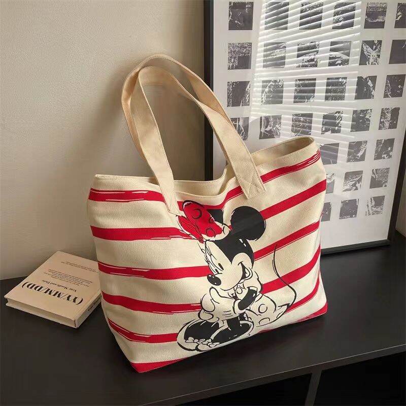 Original Snoopy Bag Japanese Fashion High Capacity Canvas Bag For Women Girl Cartoon Print Minnies Mickey Mouse Single Shoulder Tote Bag Handle Bags - 3