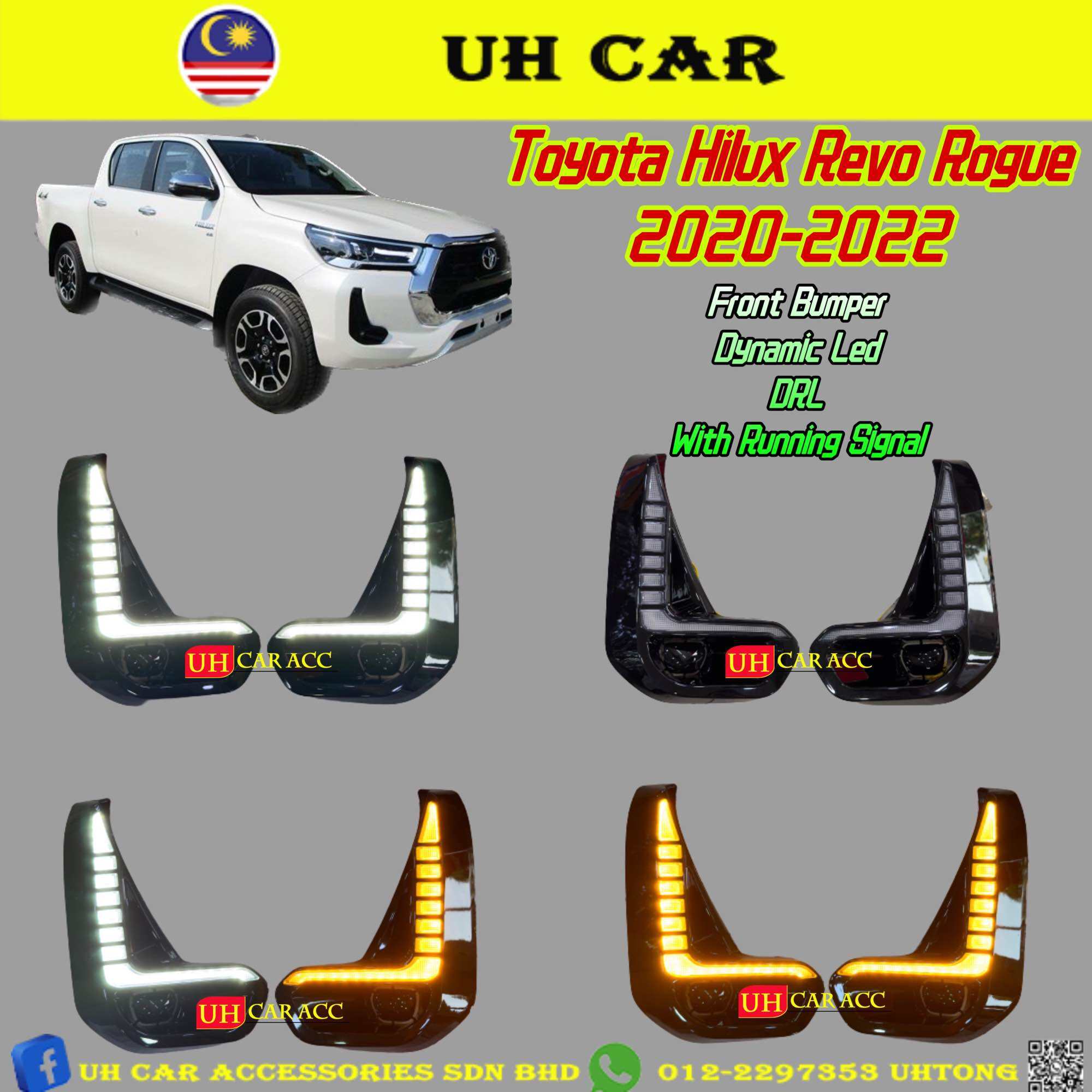 Toyota Hilux Revo Rogue 2.4E 2.4G 2.4V 2020-2022 Front Bumper Drl Daylight Dynamic Led Light With Running Signal
