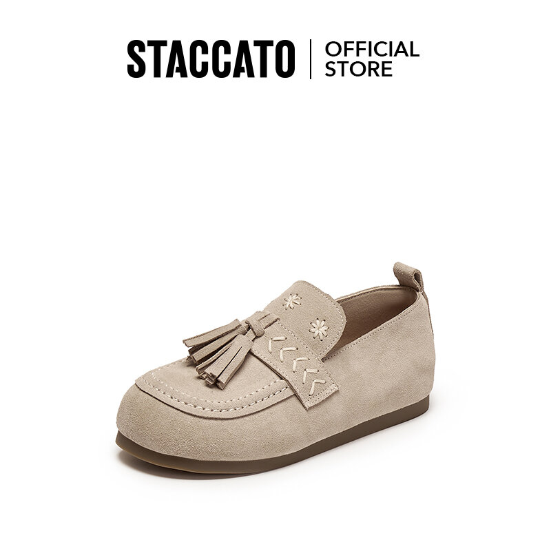 Staccato Women's Birkenstock Thick-soled Round-toed Slip-On Casual Shoes J7196 ราคา 3,900 บาท*ส่งฟรี