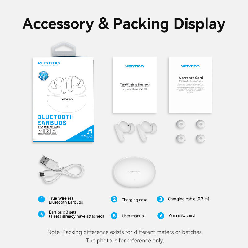 Vention ECHO LITE E11 Bluetooth 5.4 5.3 Earphone Wireless Earbuds Headset Smart Noise Canceling Sport Gaming Sweatproof Built-In Microphone Touch Control True Wireless Earbuds