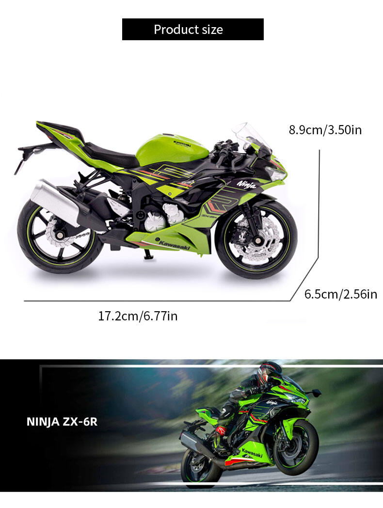 1/12 Kawasaki Ninja ZX-6R Motorcycle Toy 1:12 RMZ City Diecast