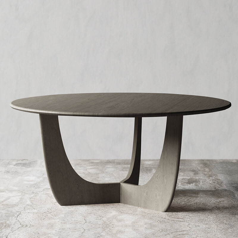 Sili Style Solid Wood round Table Vintage round Table Minimalist