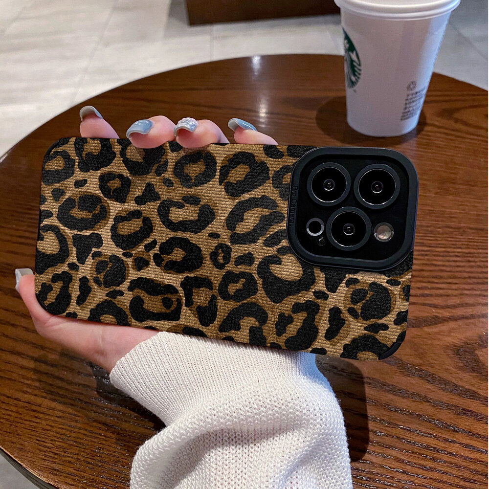 Luxuriöse Weiche Handyhülle Aus Kunstleder Mit Gold-leopard_voghion.com