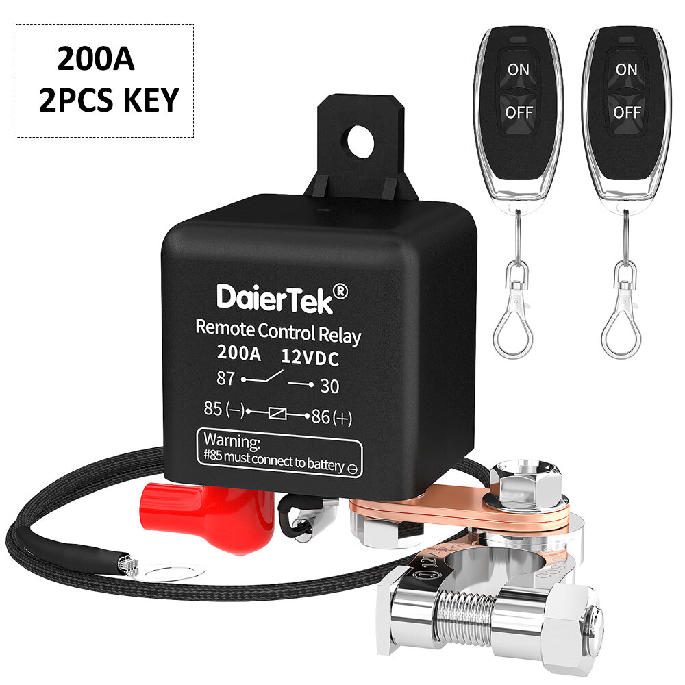 DaierTek Battery Switch Relay 12V Remote Control Battery Disconnect Cut ...