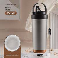 BIZE | Stylish Large Capacity Insulated Ceramic Mug with Carabiner